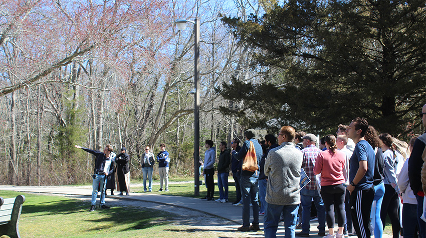 Students and families on a campus tour