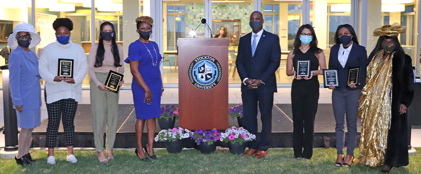 Award winning students pose for a photo along with Dr. Nordia Johnson, keynote speaker Terry King, Dr. Chris Catching and Dianne Stalling at the inaugural Equity in Academic Achievement Award Dinner and Fundraiser on April 23.