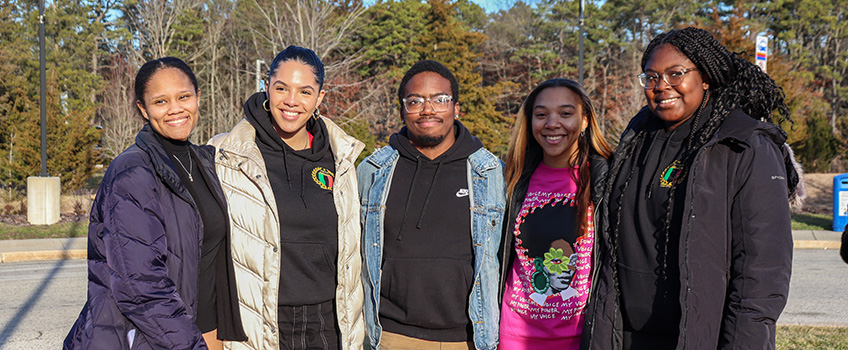 Executive board members of the Unified Black Students Society (UBSS), left to right: Janet Martin, '23; Kira Key, '23; Anthony Brooks, 23; Tamara Farrow, '23; and Vanessa Bauwah, '24.