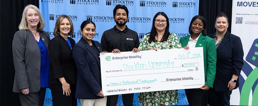 Enterprise Mobility presenting $25,000 check to Stockton University
