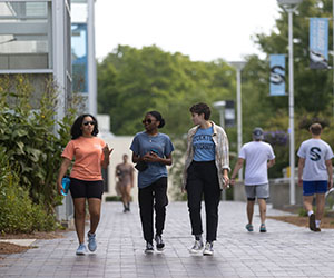 Students walking on campus