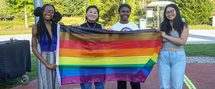 This year's LGBTQ+ Flag Raising was hosted by student organizations Pride Alliance, Queer & Trans People of Color Society and the Coalition for Women's Rights.