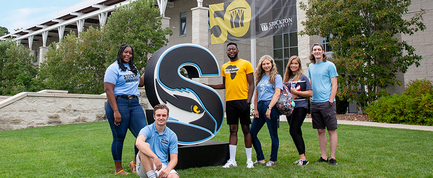 students with S at campus center