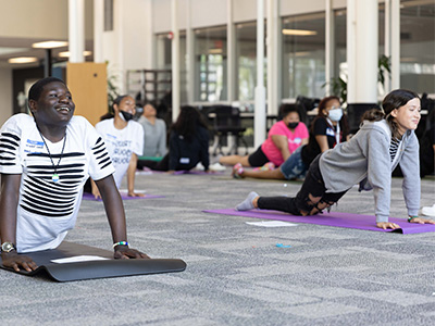 Students in a yoga pose