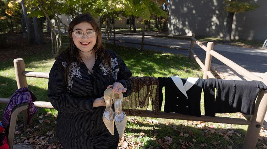Christina Doros, a junior Visual Communication major, was able to find beautiful pieces to complete her wardrobe at Oct. 24's Transcendence Clothing Swap. 