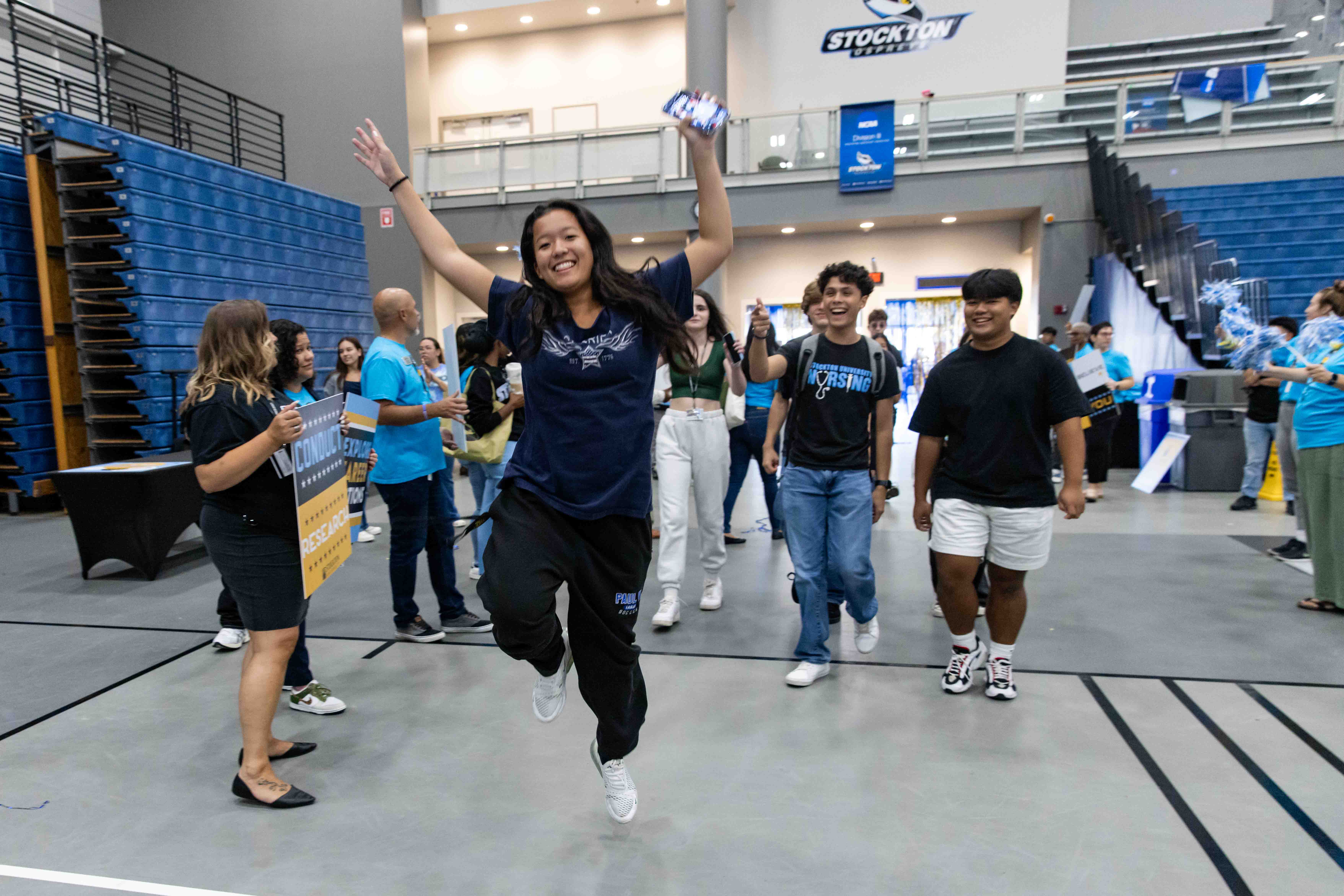 student jumping