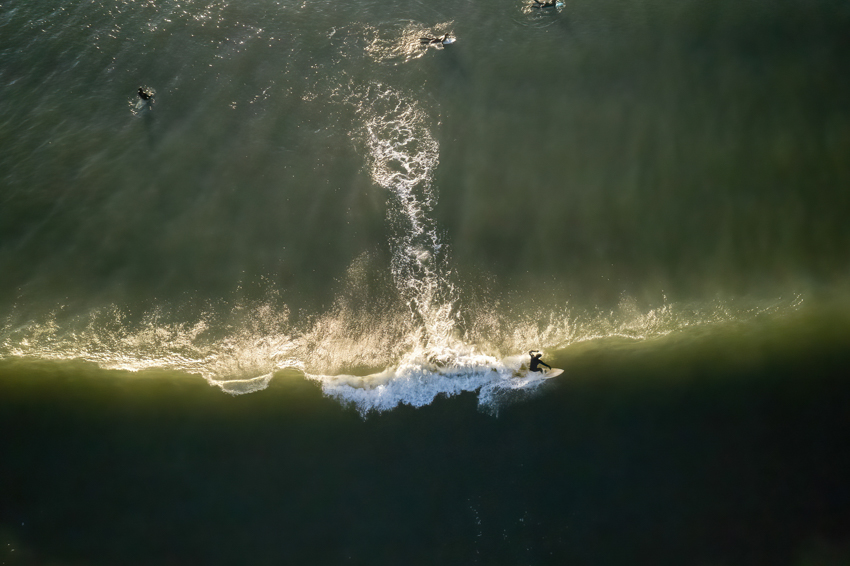 drone catches surfer