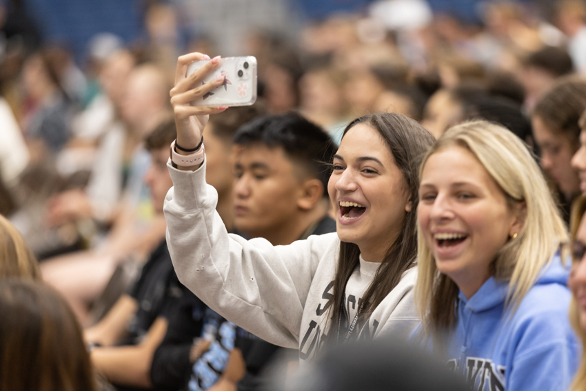 students take photos