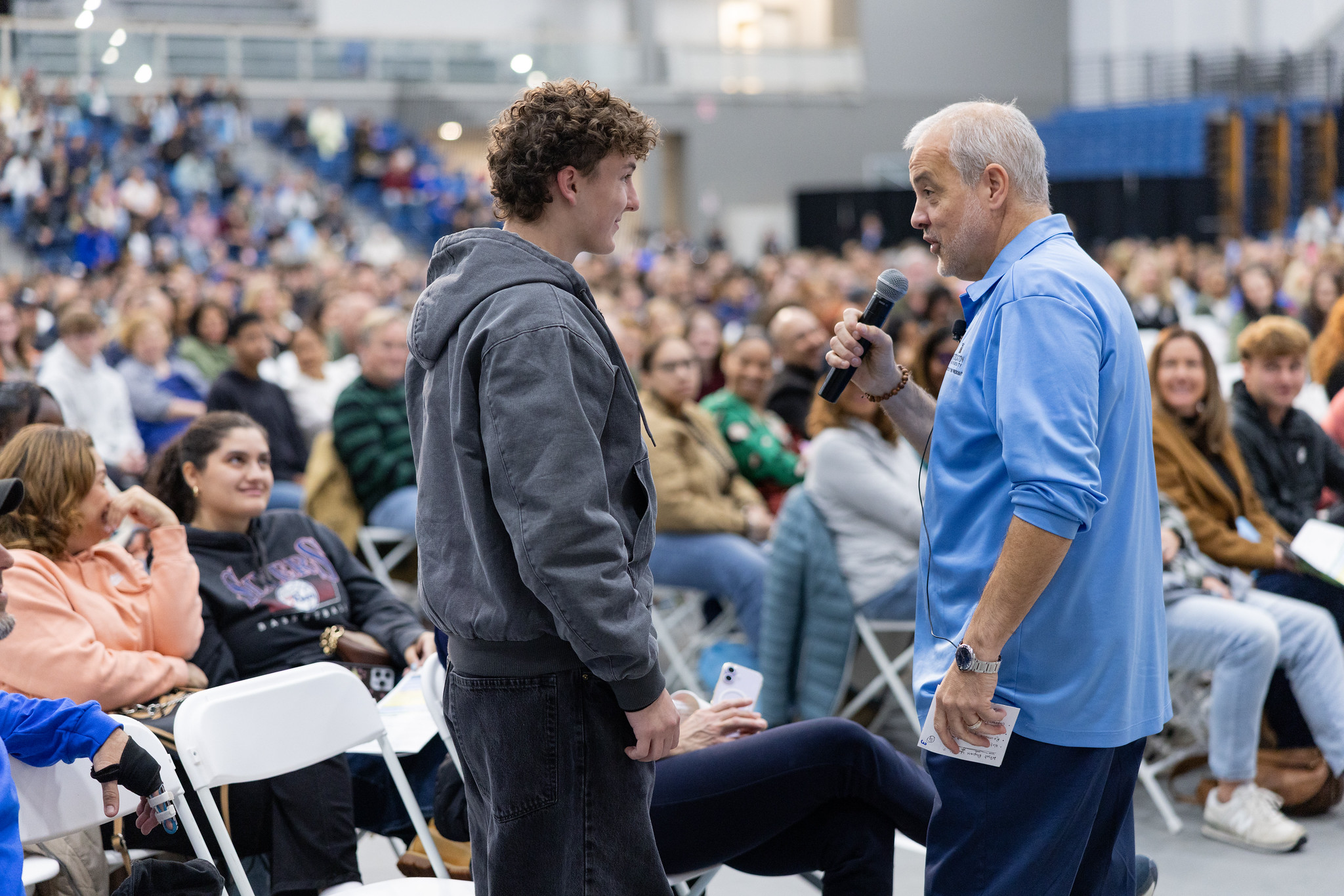 President Joe interacts with a future Osprey at Open House.