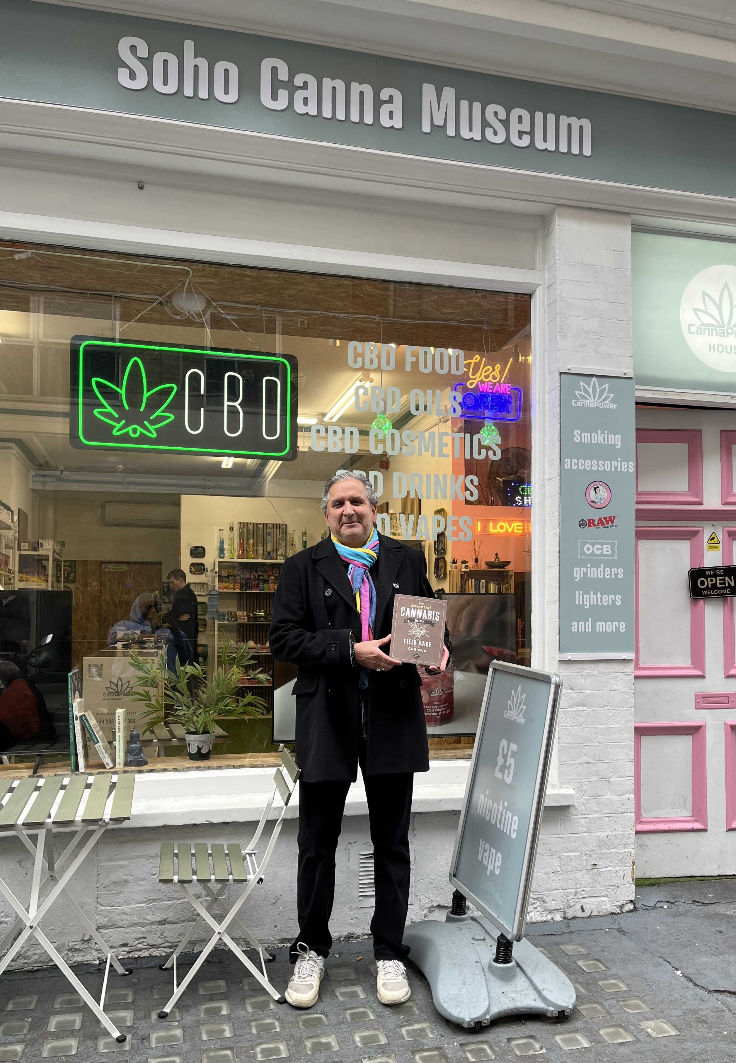 Rob Mejia at cannabis museum in London