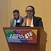 student at podium