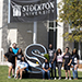 Stockton students in front of the Campus Center