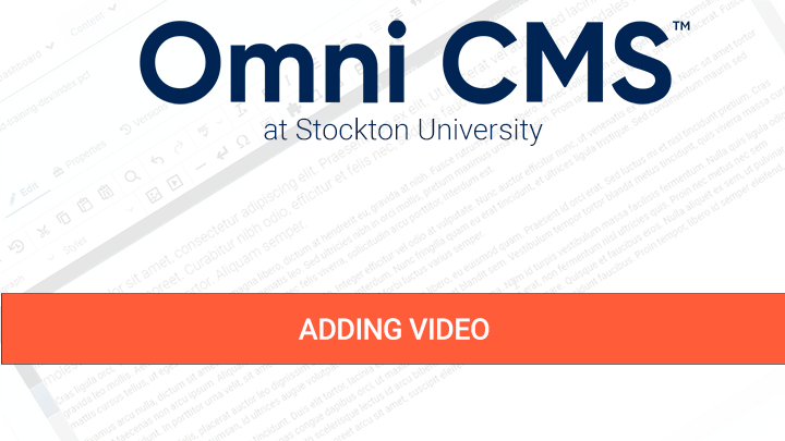 Adding Video to Omni CMS