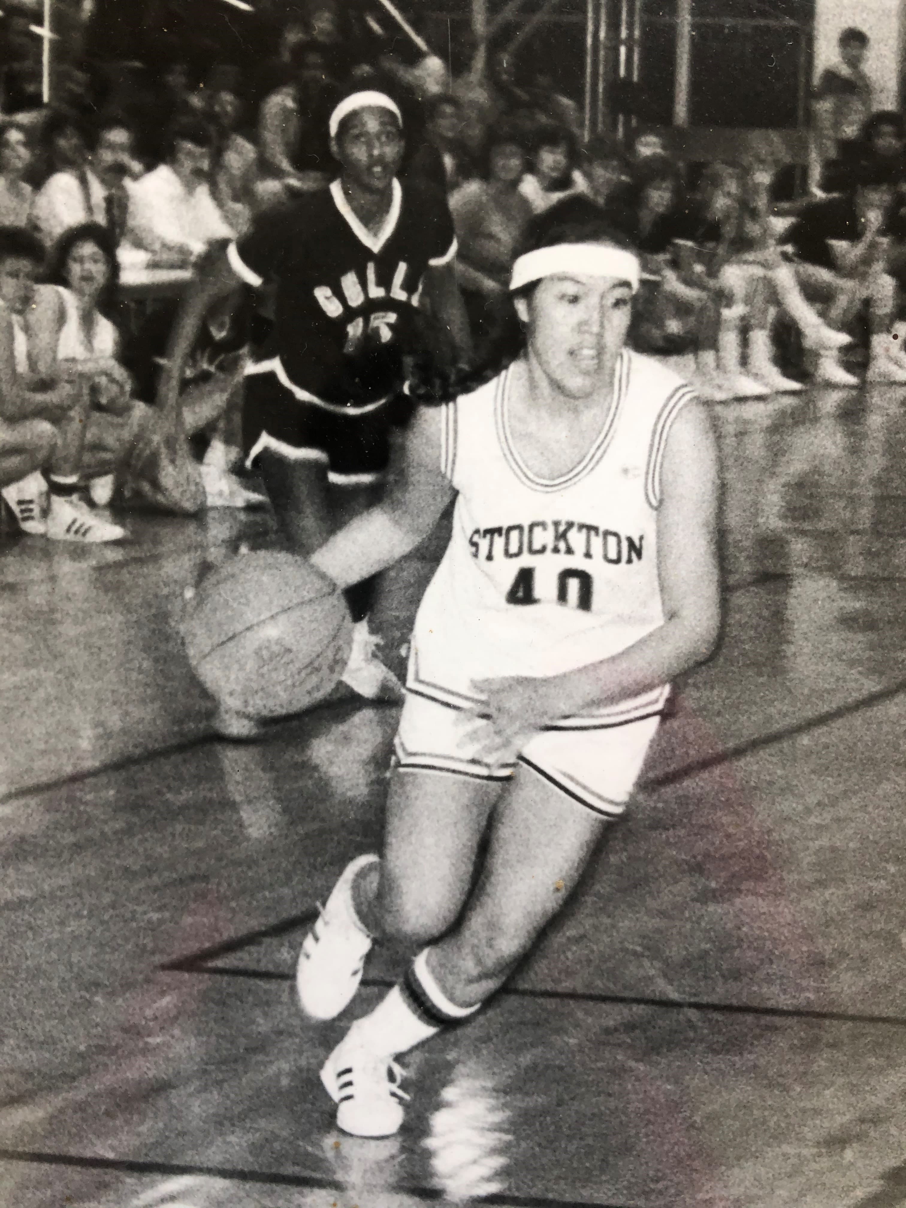 Veronica Thompson plays basketball at Stockton in the 1980s