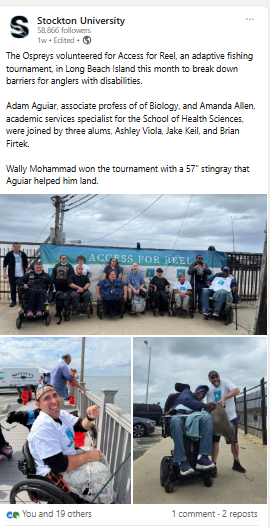 Combination of photos of faculty volunteers for Access for Reel fishing tournament
