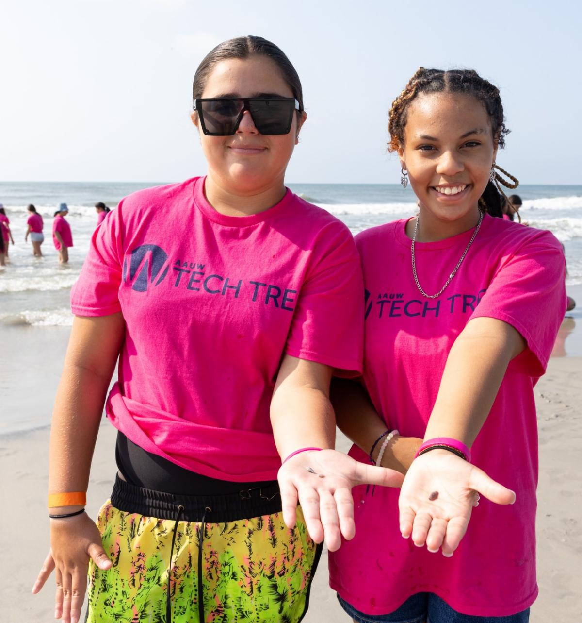 Students at Tech Trek on the beach