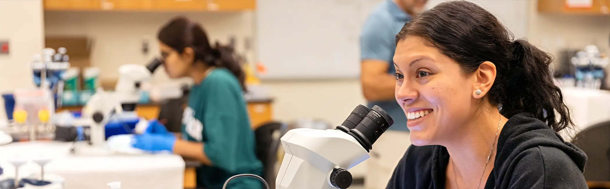 Stockton University Biology students build laboratory skills through collaborative experiments and hands-on scientific study.