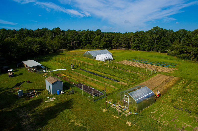 Aerial image of the Stockton sustainable farm