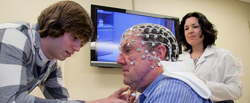 Students studying brain waves