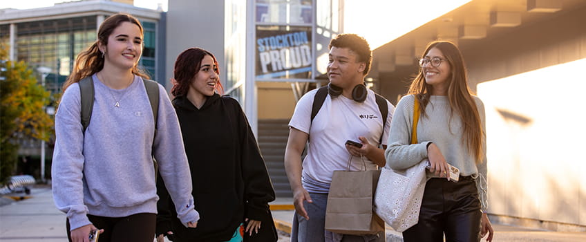 students walking outside