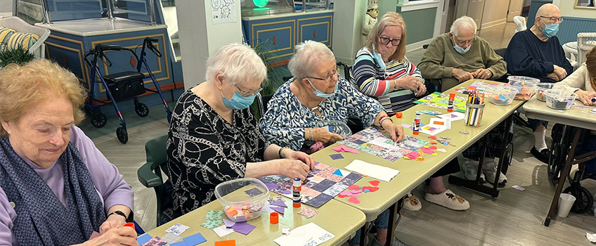 seniors working on art projects 