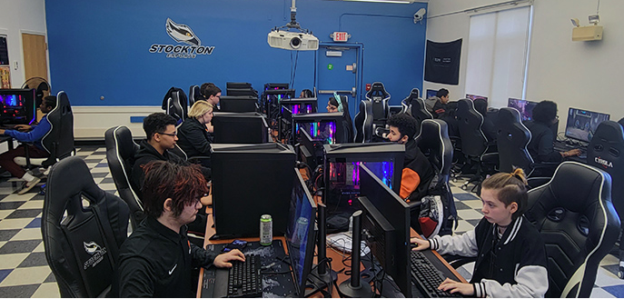 Students from Middle Township High School's esports team and those who are taking the school's esports dual-credit class with Stockton