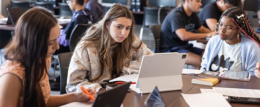 students working at desk