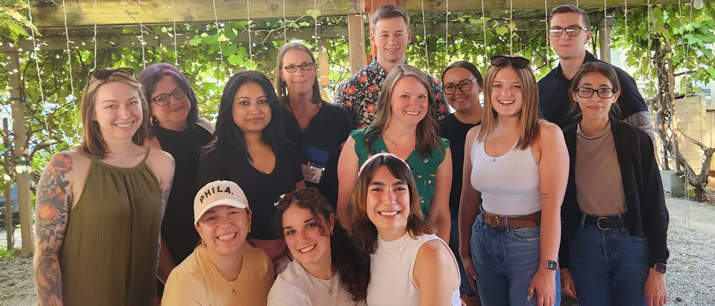 Faculty and students at conference