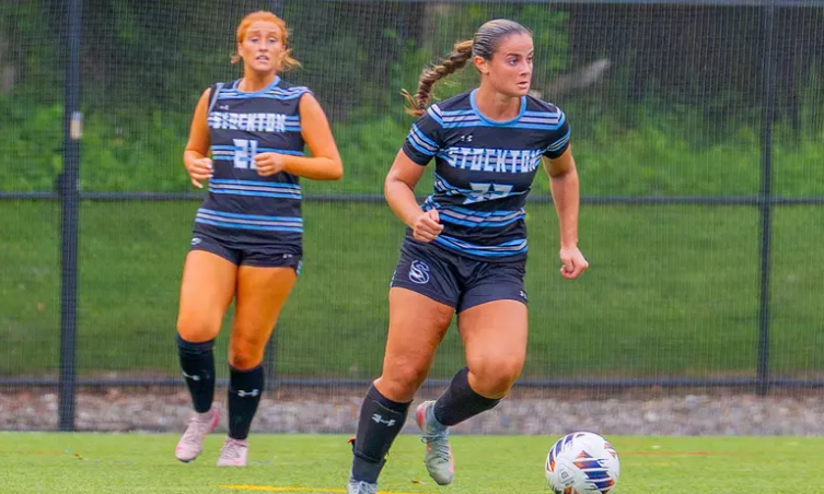 stockton women's soccer team players on the field