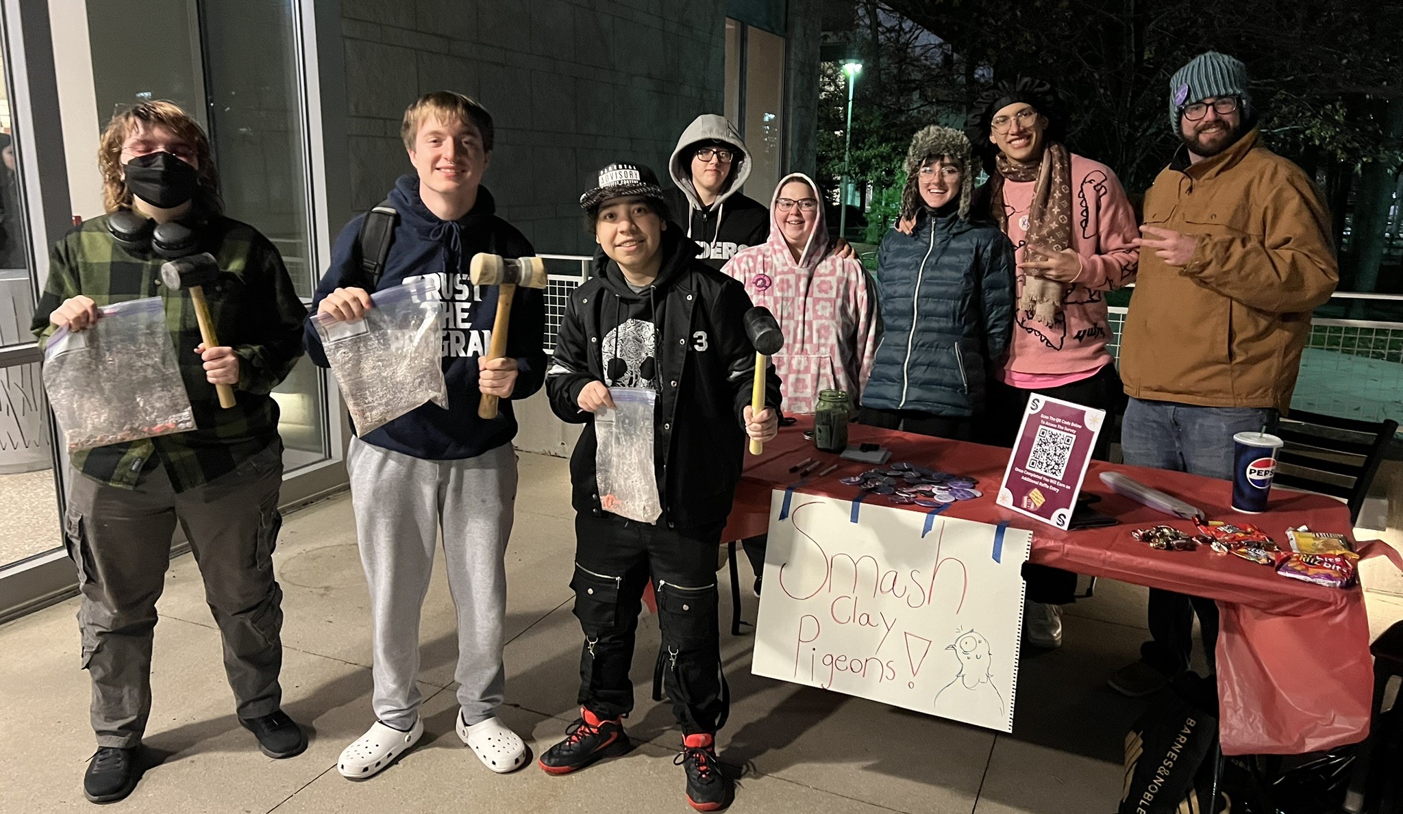 stockton students at table