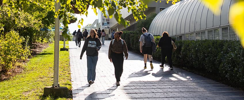 students walking outside 