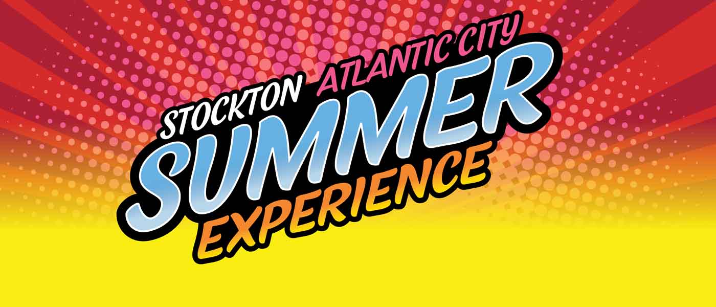 Stockton Atlantic City Summer Experience with pink and yellow background