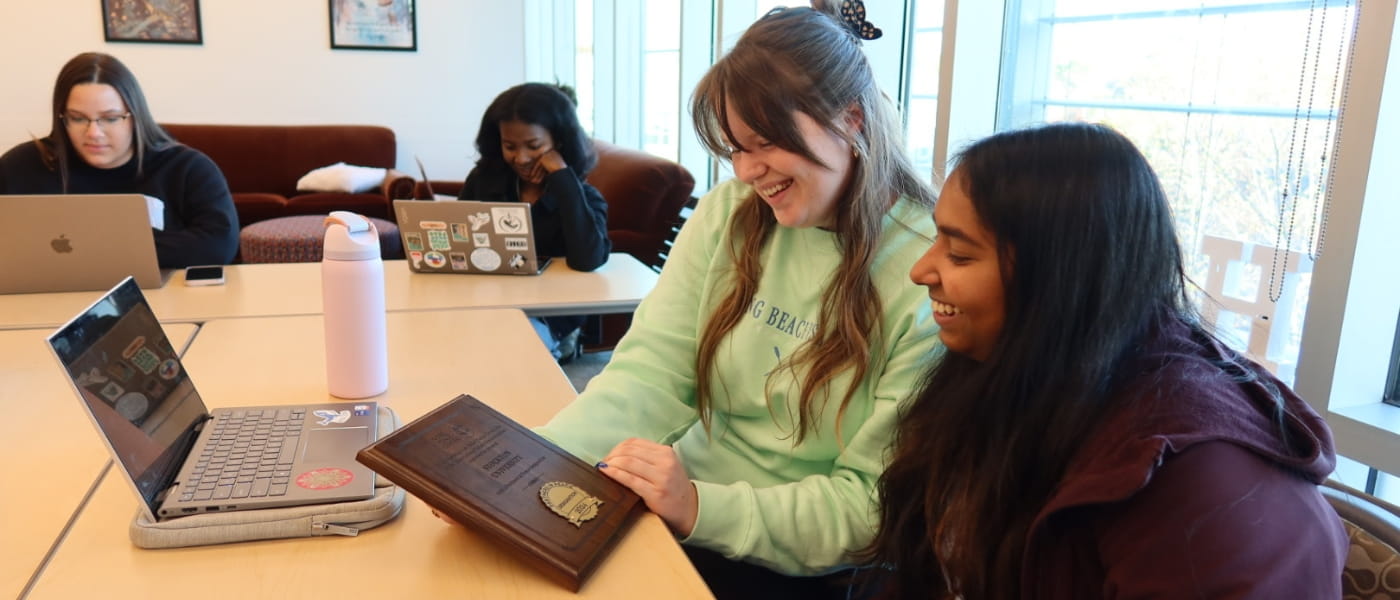 students work in honors lounge