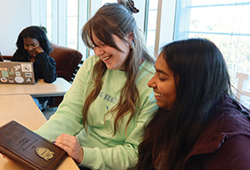 Students working in the Honors Lounge