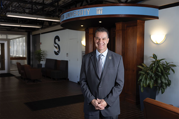 Michael Palladino outside the hallway to the Provost's Office