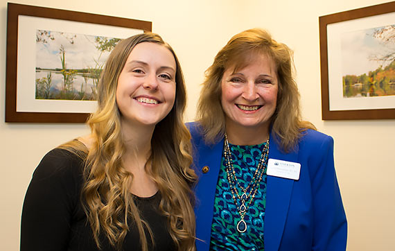 Interviewer Samantha Cary ’13 and First Lady Lynne Kesselman ‘82, ‘05 are proud Stockton alumnae.