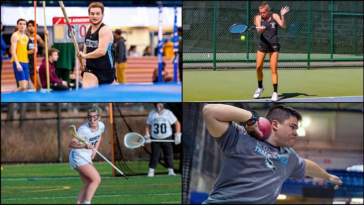 Collage image of four athletes - Max Klenk, Brynn Bowman, Kerstin Axe and Mike Carfagno