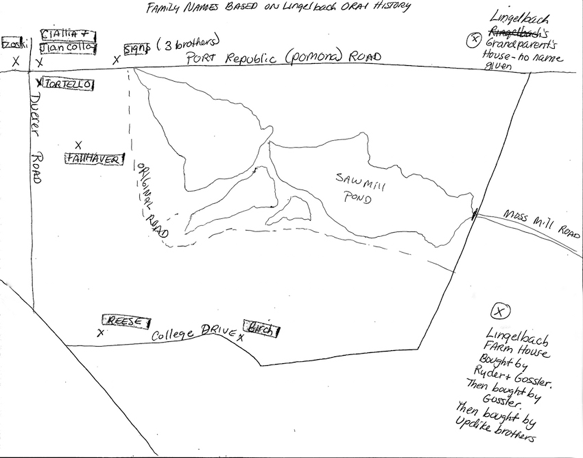 The Lingelbach map. The campus pre-Stockton, as described to Mark J. Fletcher by John J. Lingelbach.