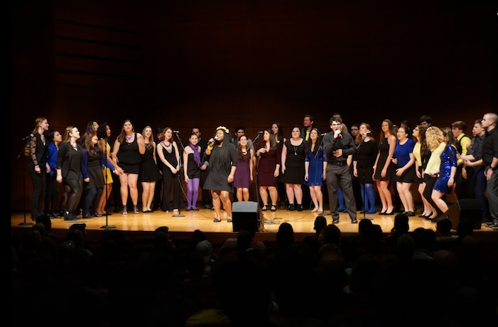 Stockton a Cappella performing one of the two common songs at their concert in Spring 2016