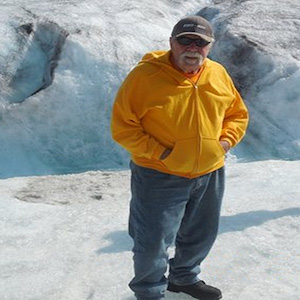 Ken by a glacier
