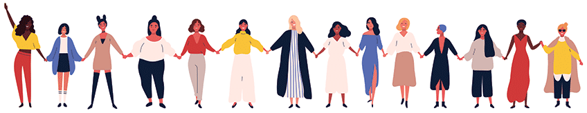 drawing of women holding hands