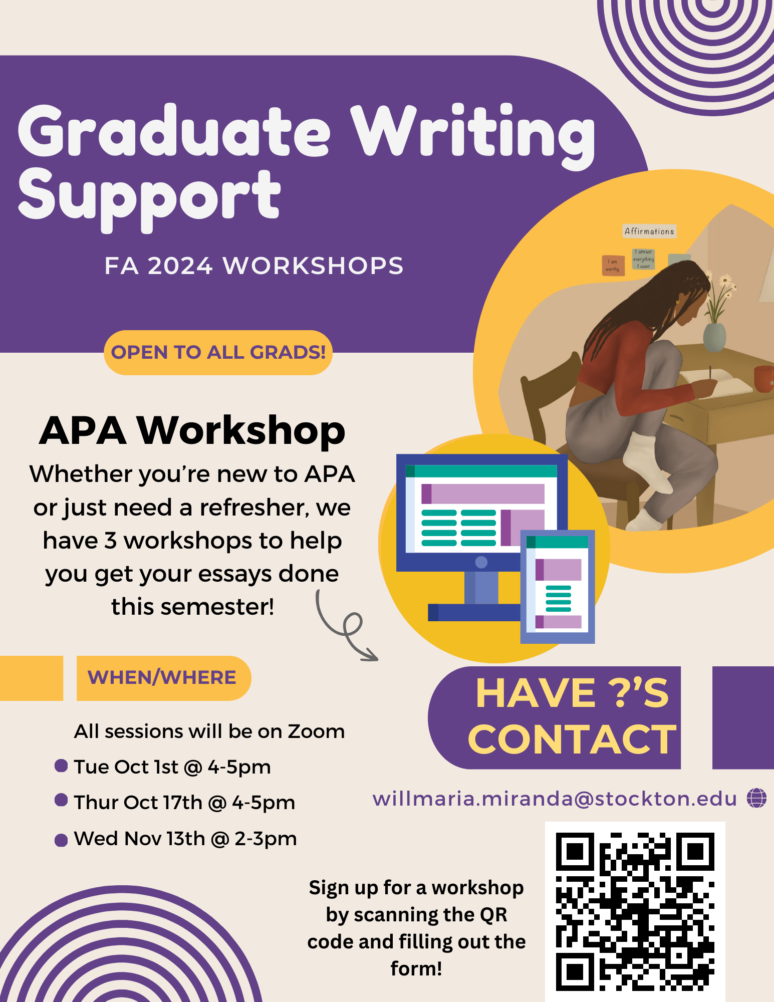 APA graduate writing workshops flyer